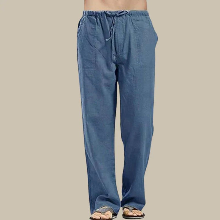 Herren Sommer Leinenhose mit Kordelzug und Seitentaschen