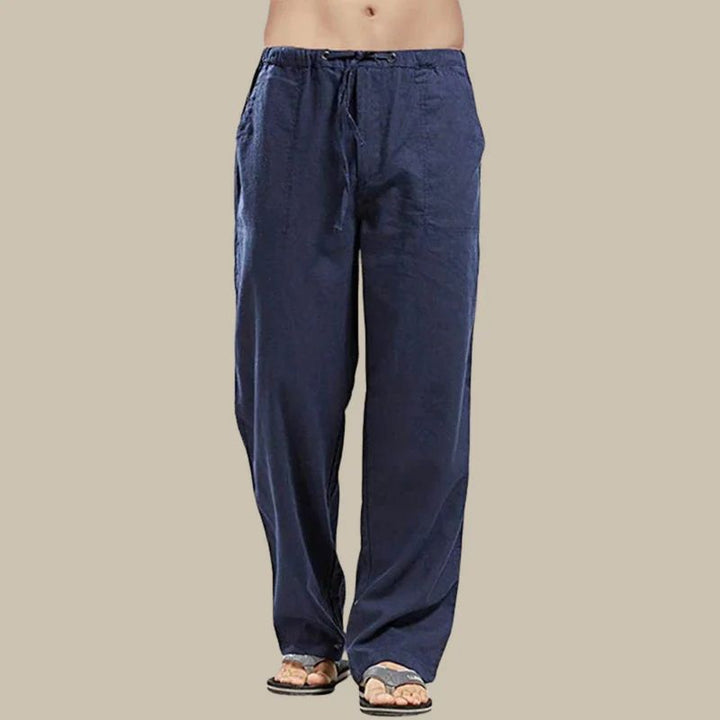 Herren Sommer Leinenhose mit Kordelzug und Seitentaschen