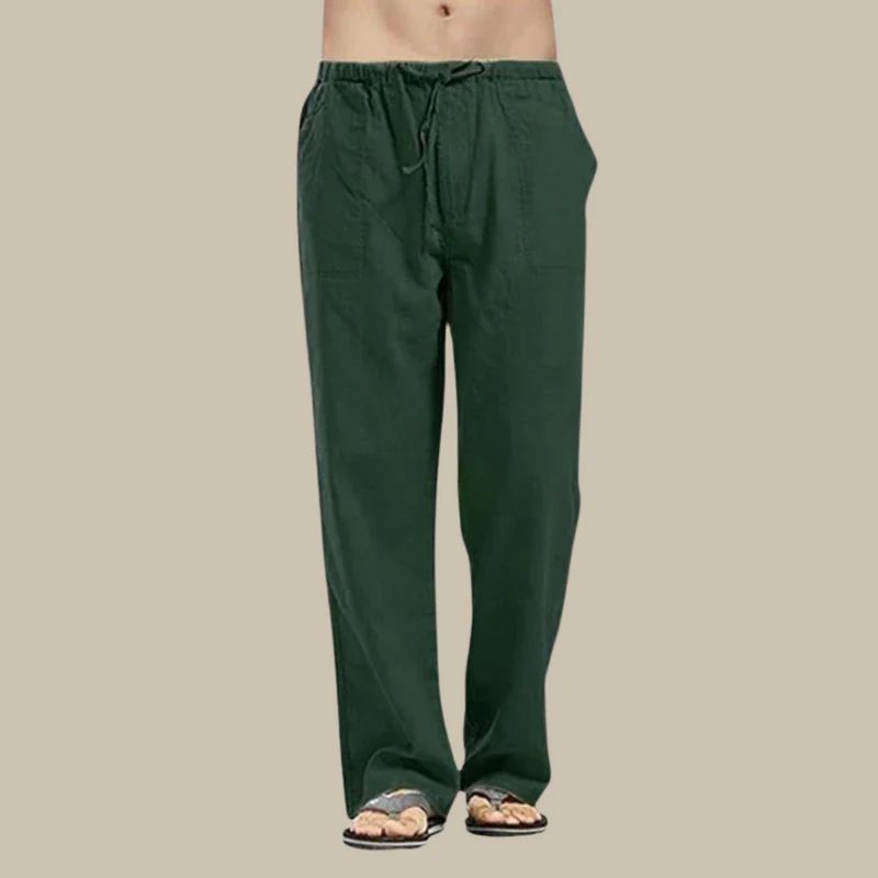 Herren Sommer Leinenhose mit Kordelzug und Seitentaschen