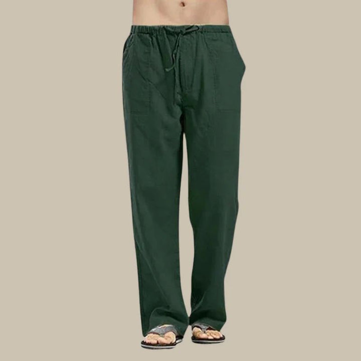 Herren Sommer Leinenhose mit Kordelzug und Seitentaschen
