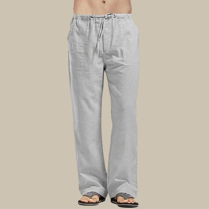 Herren Sommer Leinenhose mit Kordelzug und Seitentaschen