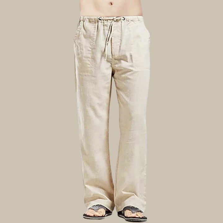 Herren Sommer Leinenhose mit Kordelzug und Seitentaschen
