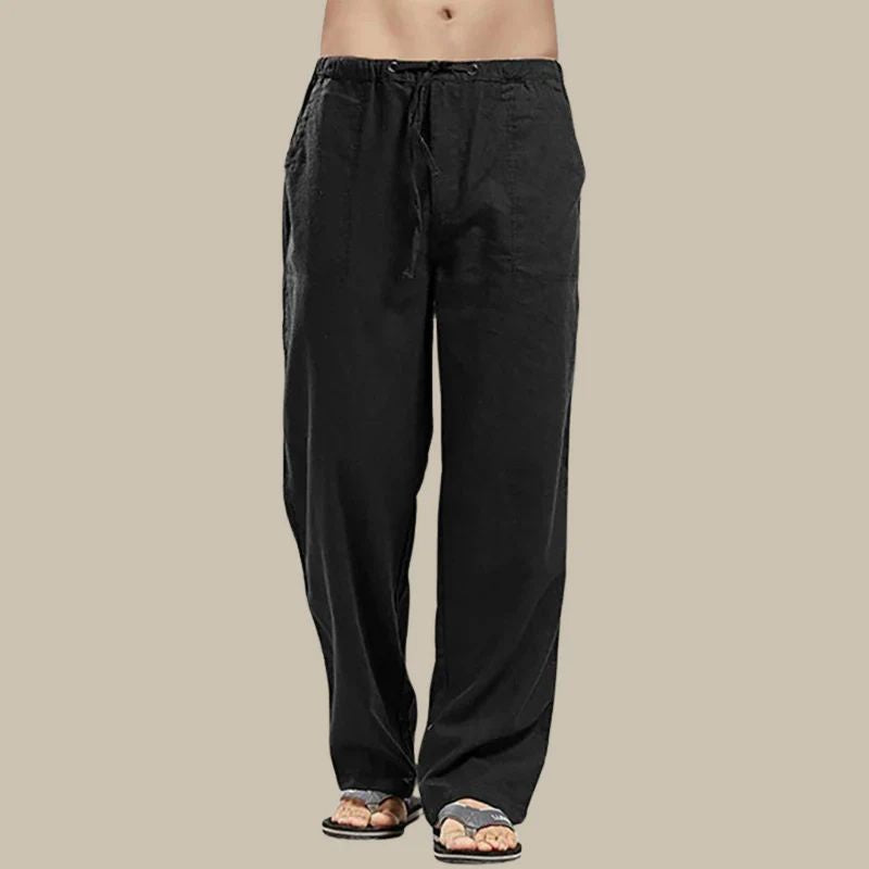 Herren Sommer Leinenhose mit Kordelzug und Seitentaschen