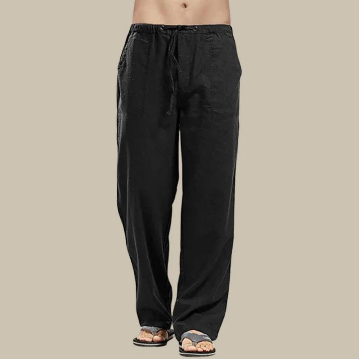 Herren Sommer Leinenhose mit Kordelzug und Seitentaschen