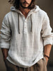 Herren Sommer-Leinen-Hoodie mit Knopfleiste