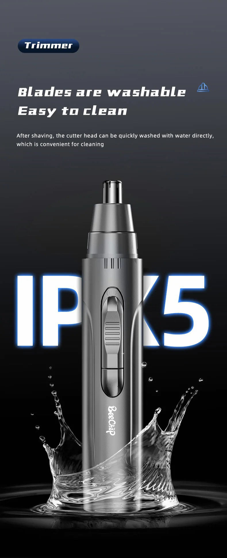 Schmerzfreier Nasen- und Ohrhaartrimmer