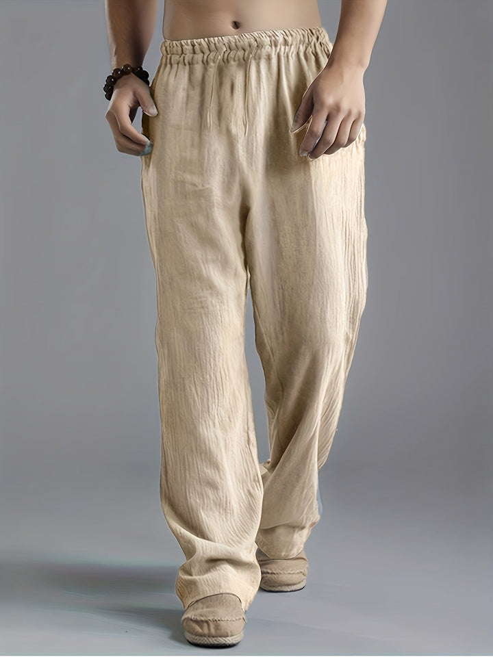 Herren Leinenhose mit elastischem Bund und Taschen für den Sommer