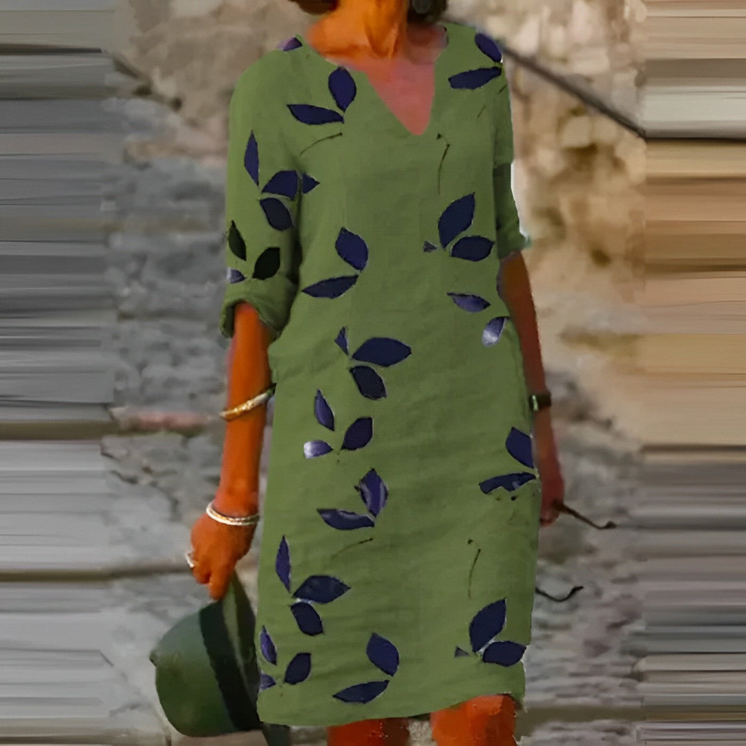 Sommerkleid für Damen mit Blattprint