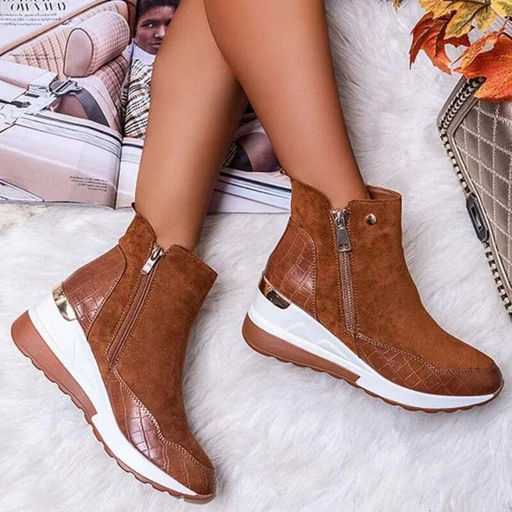 Orthopädische halbhohe Leder-Stiefeletten für Damen