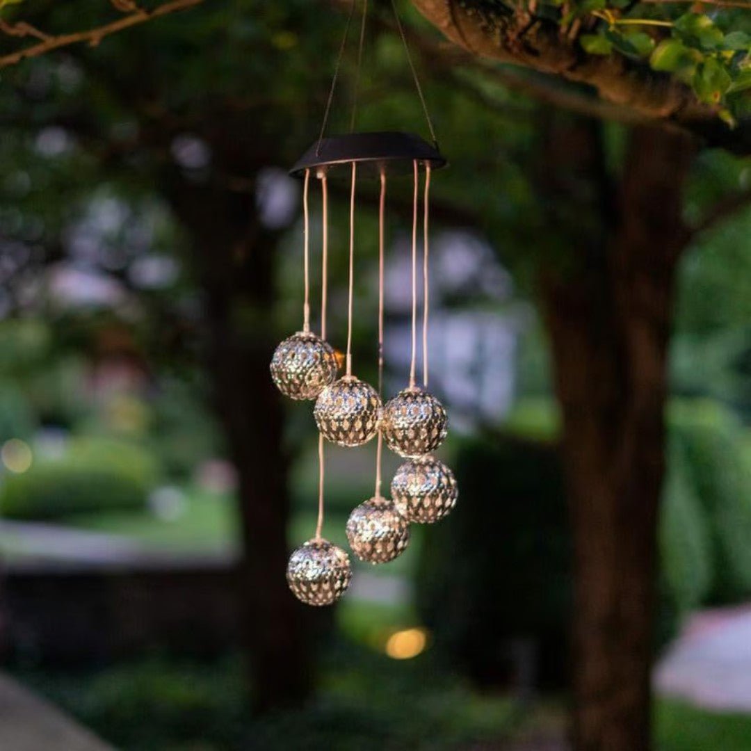 GlowSphere – Solar Metal Orb Wind Chime with Color - Changing LED Lights - Wind Chime - Wild Eye Vision