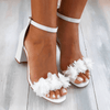 Damen Sommer High Heel Sandalen in Weiß mit Knöchelriemen