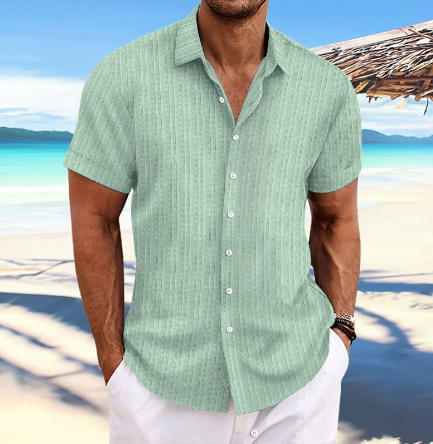 Herren Sommerhemd mit kurzen Ärmeln und Knöpfen
