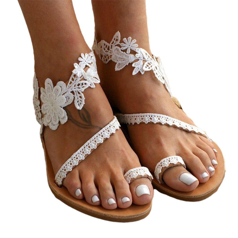 Damen Sommersandalen mit Riemen und Spitzenbesatz