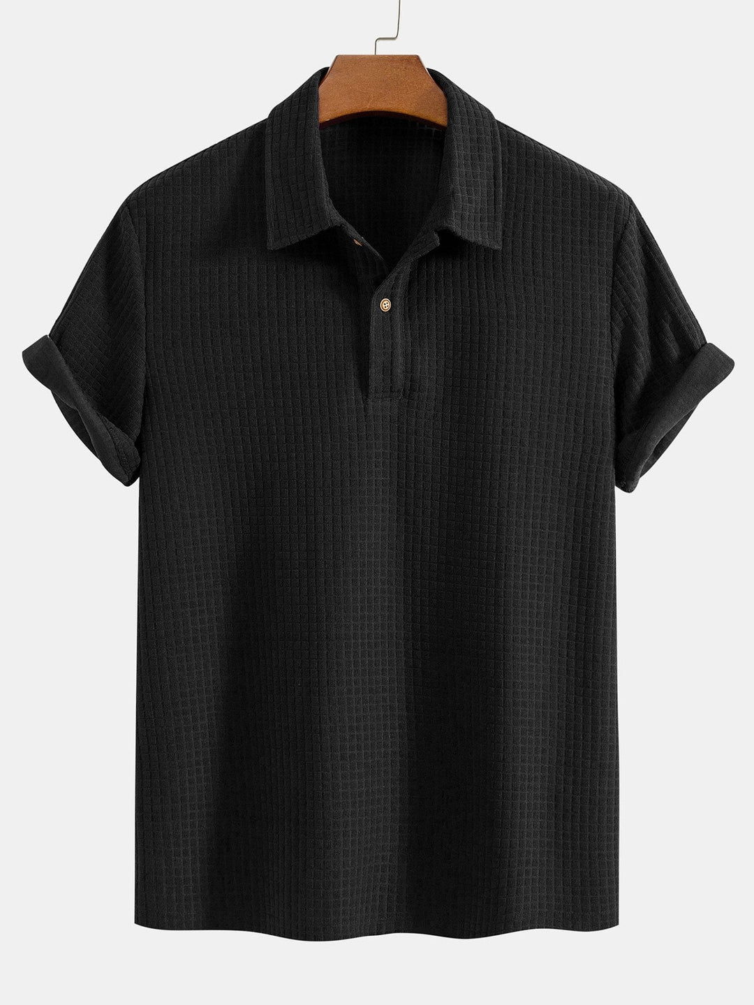 Herren Sommer Poloshirt mit kurzen Ärmeln und Waffeltextur