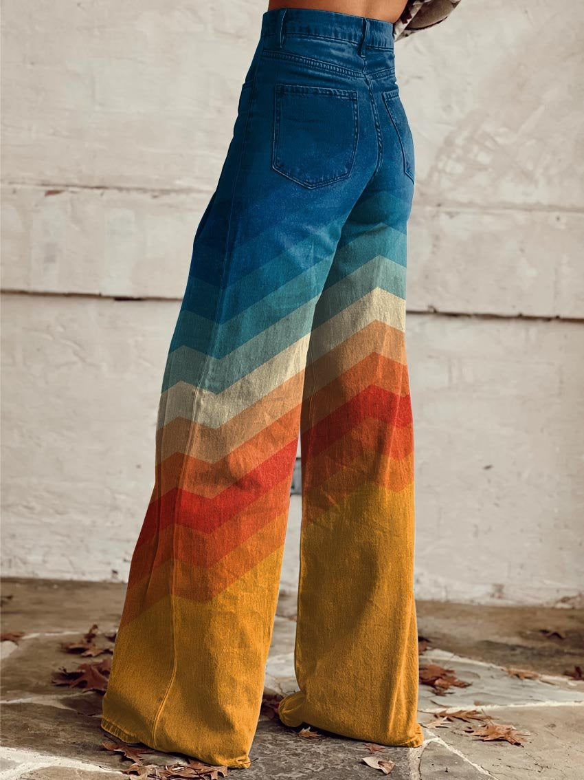 Damen Sommerjeans mit weitem Bein und hoher Taille