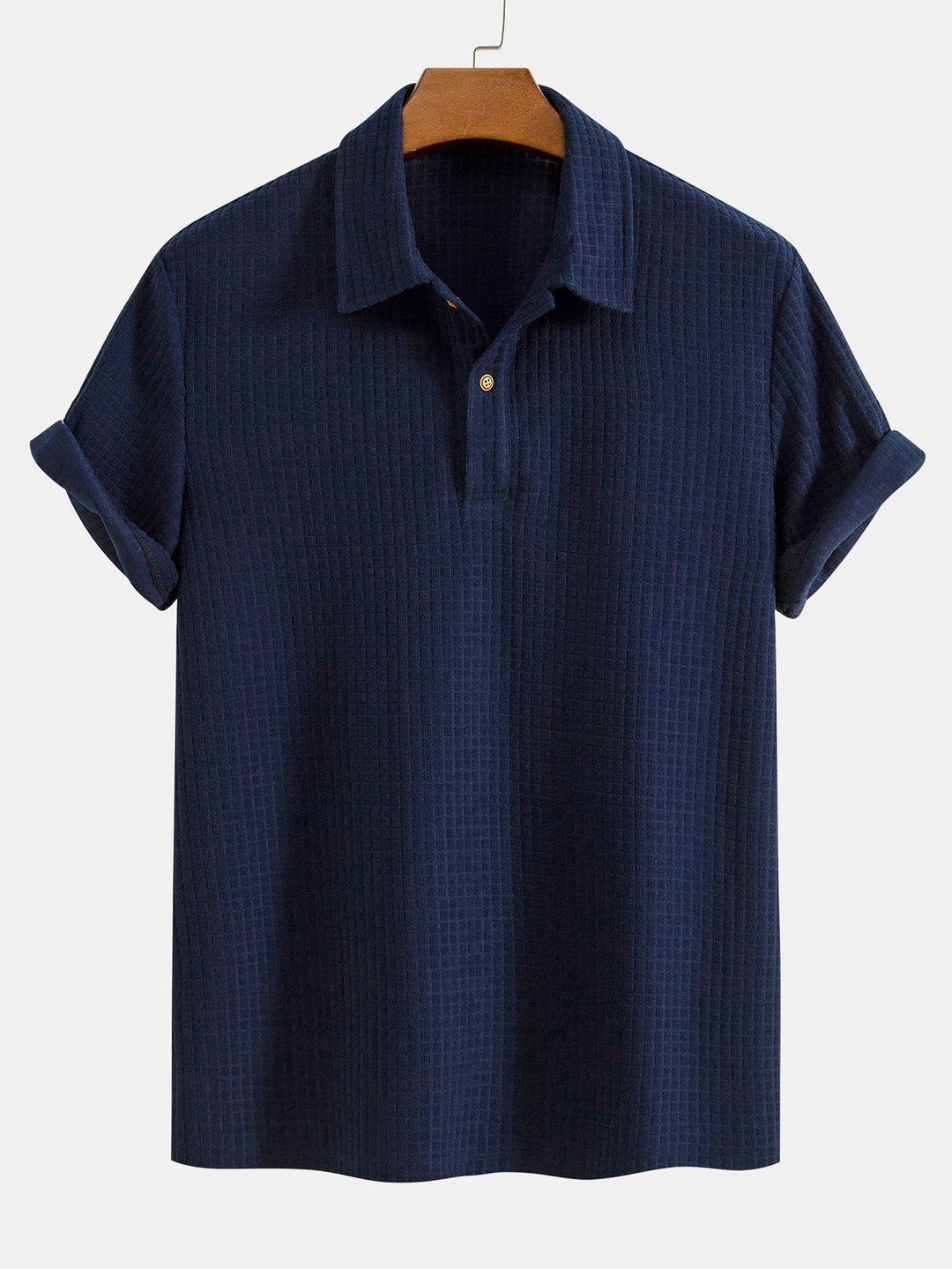 Herren Sommer Poloshirt mit kurzen Ärmeln und Waffeltextur