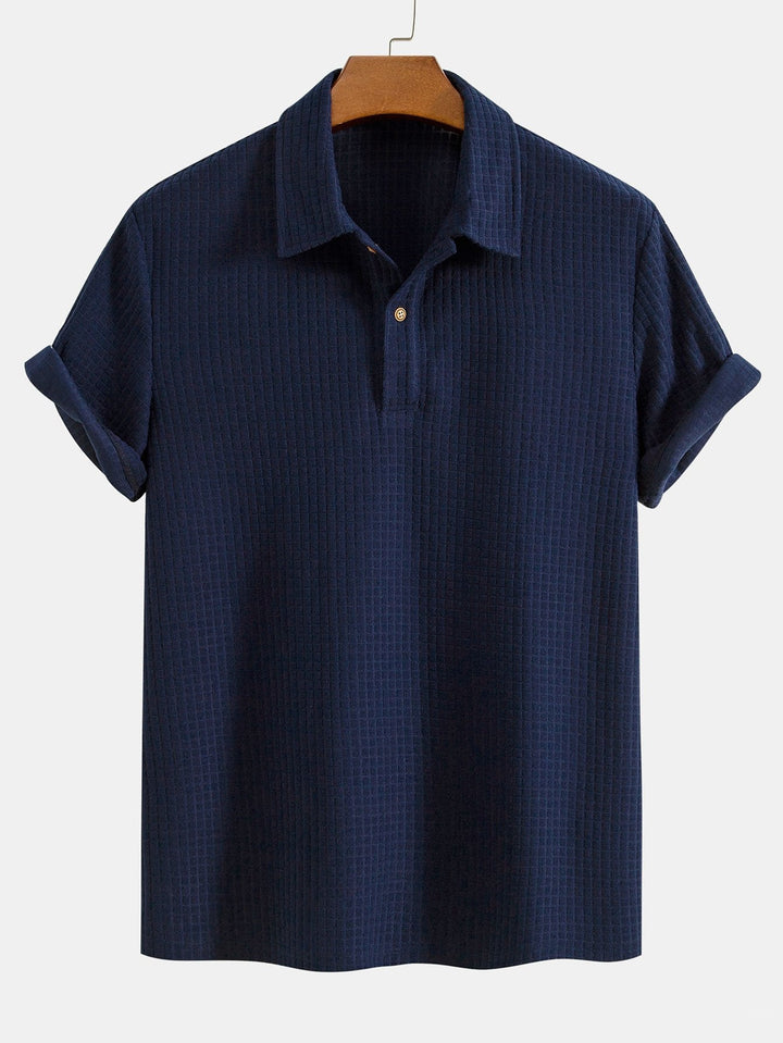 Herren Sommer Poloshirt mit kurzen Ärmeln und Waffeltextur