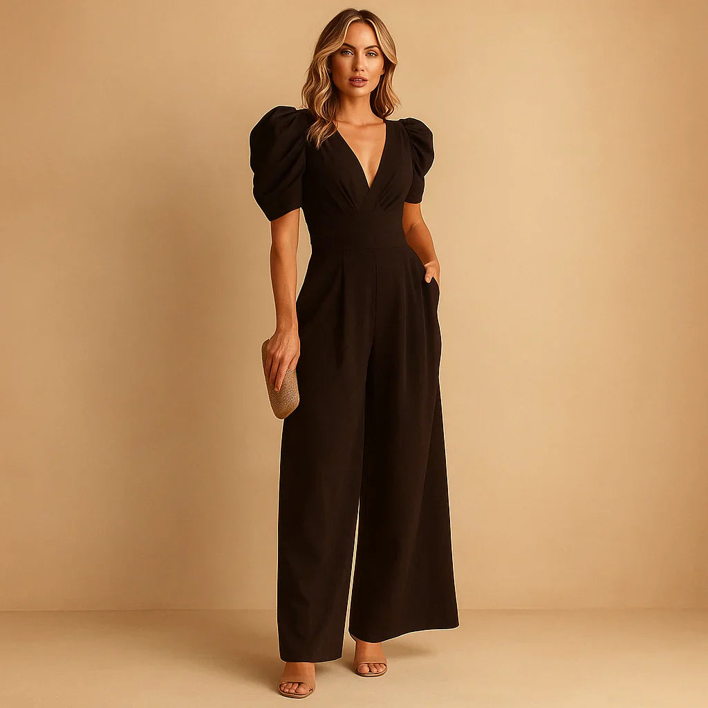 Schmeichelhafter Jumpsuit mit Puffärmeln