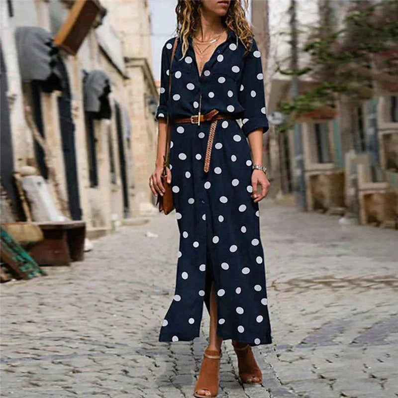 Damen Midikleid für den Sommer mit Punktmuster