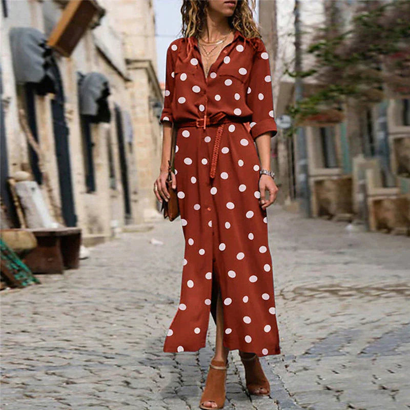 Damen Midikleid für den Sommer mit Punktmuster