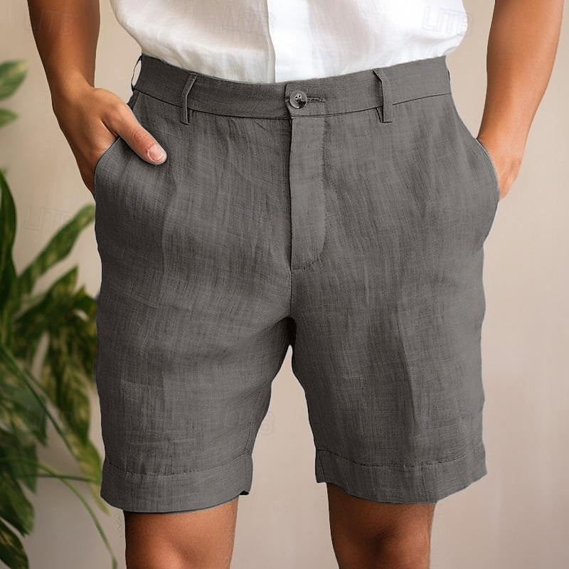 Herren Leinen-Shorts für Sommer mit Taschen