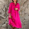 Damen Sommer Midikleid mit Knopfleiste