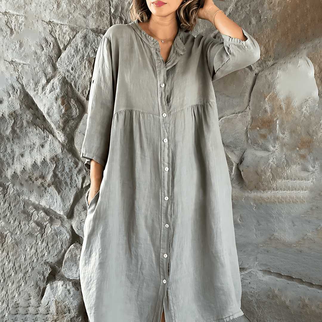 Damen Sommer Midikleid mit Knopfleiste