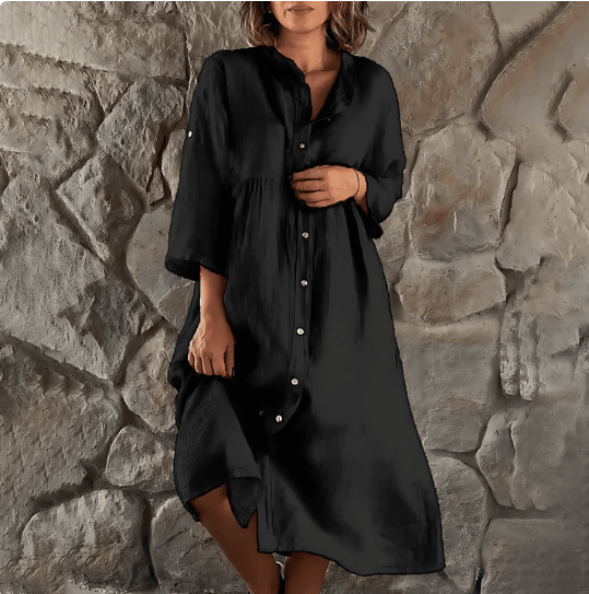 Damen Sommer Midikleid mit Knopfleiste