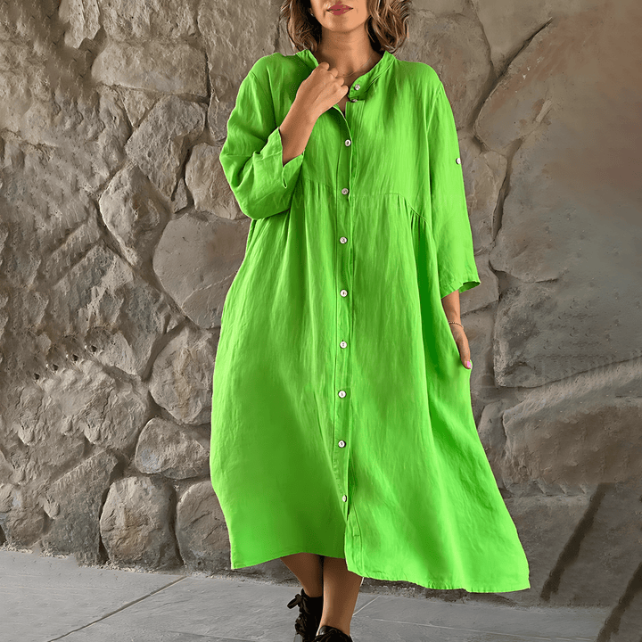 Damen Sommer Midikleid mit Knopfleiste