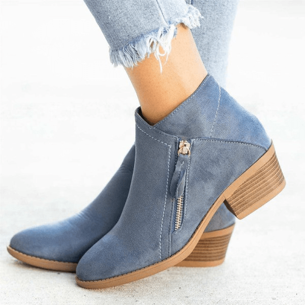 Damen-Stiefeletten mit seitlichem Reißverschluss und Blockabsatz