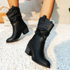 Damenstiefel mit runder Zehenpartie und dickem Absatz