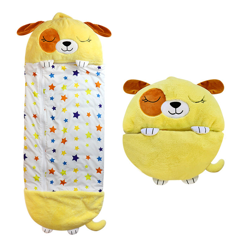 Schlafsack und Kuscheltier in einem