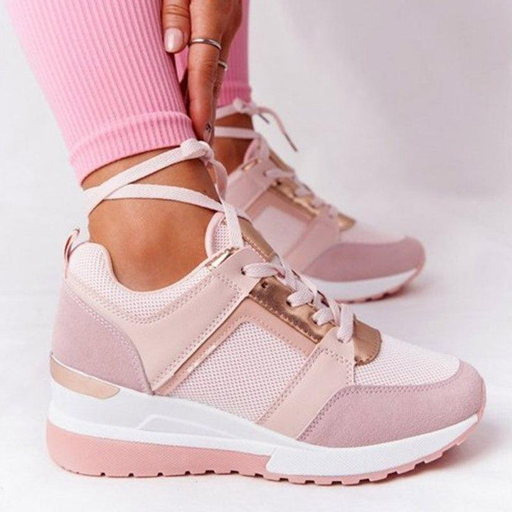 Damen Sommerschuhe mit Keilsohle und Schnürverschluss