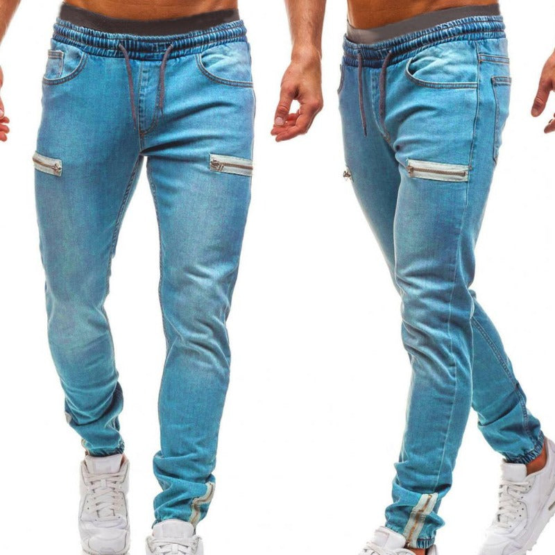 Herren Denim Joggers mit mehreren Taschen und Kordelzug