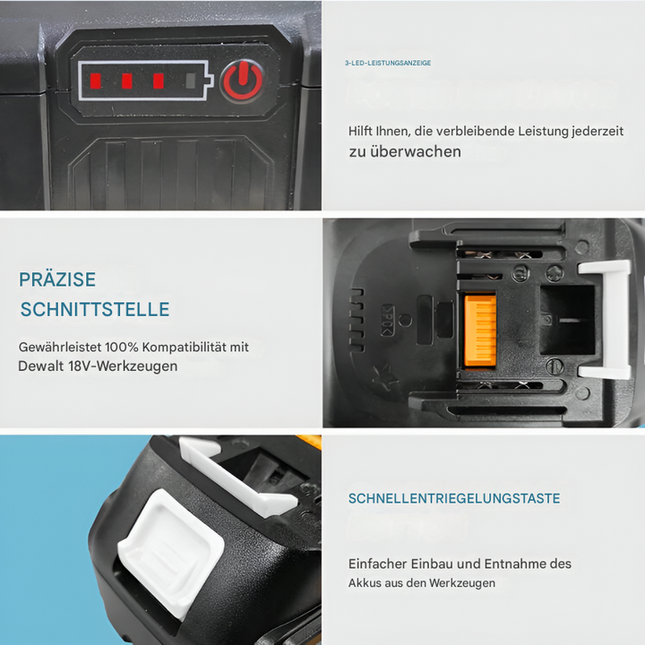 2 × 8,0Ah 18V Ersatzakkus + Ladegerät