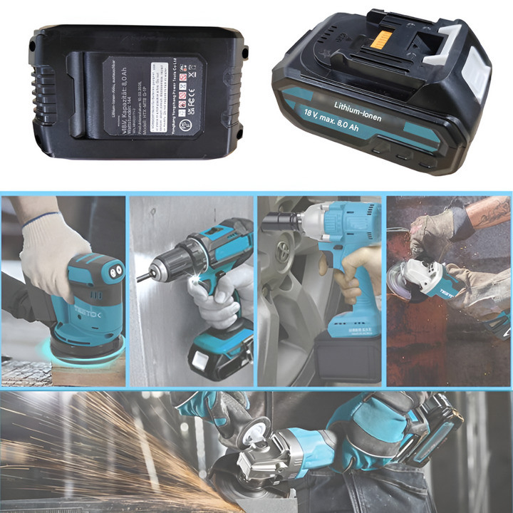 2 × 8,0Ah 18V Ersatzakkus + Ladegerät