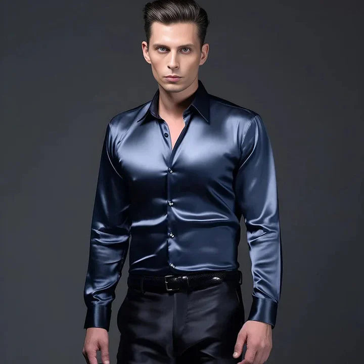 Glänzendes Herrenhemd mit Satin-Finish für stilvolle Auftritte