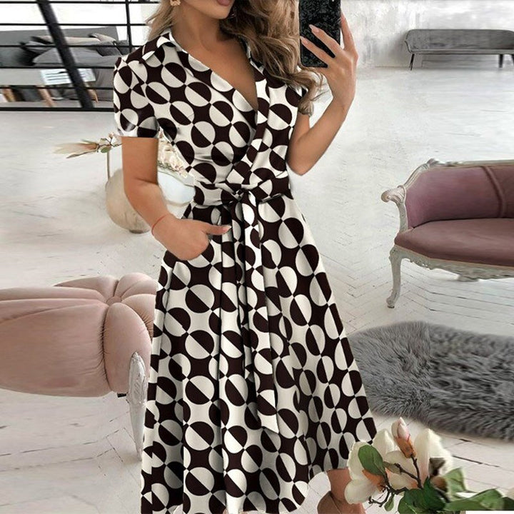 Damen Sommer Midikleid mit Gürtel und Taschen