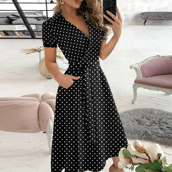 Damen Sommer Midikleid mit Gürtel und Taschen