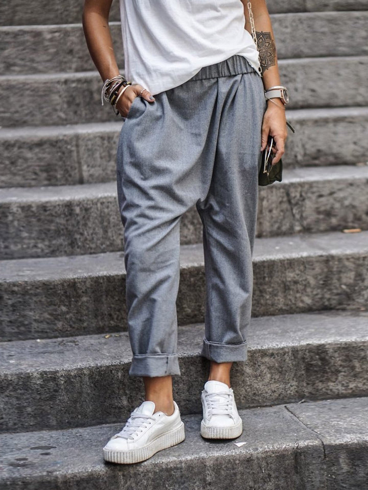 Damen Sommerhose mit elastischem Bund und Taschen
