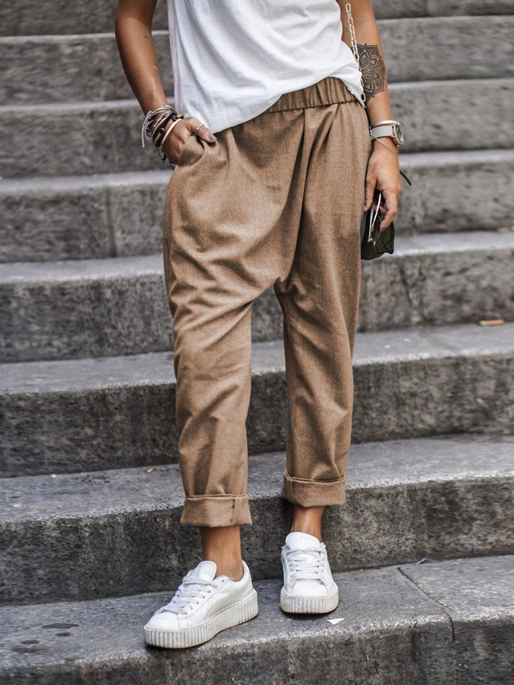 Damen Sommerhose mit elastischem Bund und Taschen