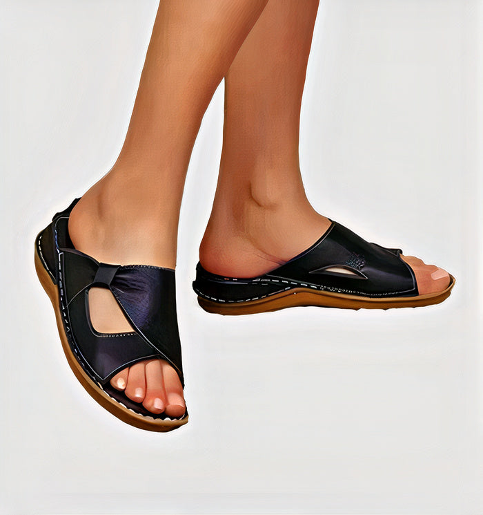 Damen-Sandalen mit offenem Zehenbereich und Knoten-Detail