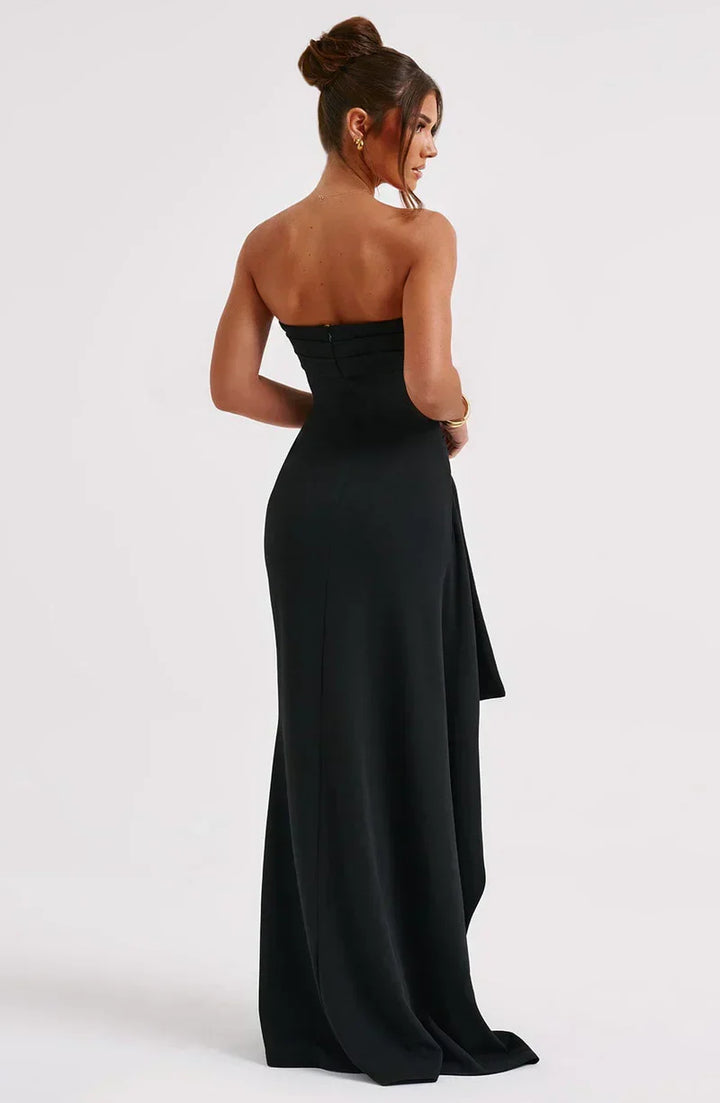 Asymmetrisches, schulterfreies Maxikleid für Damen