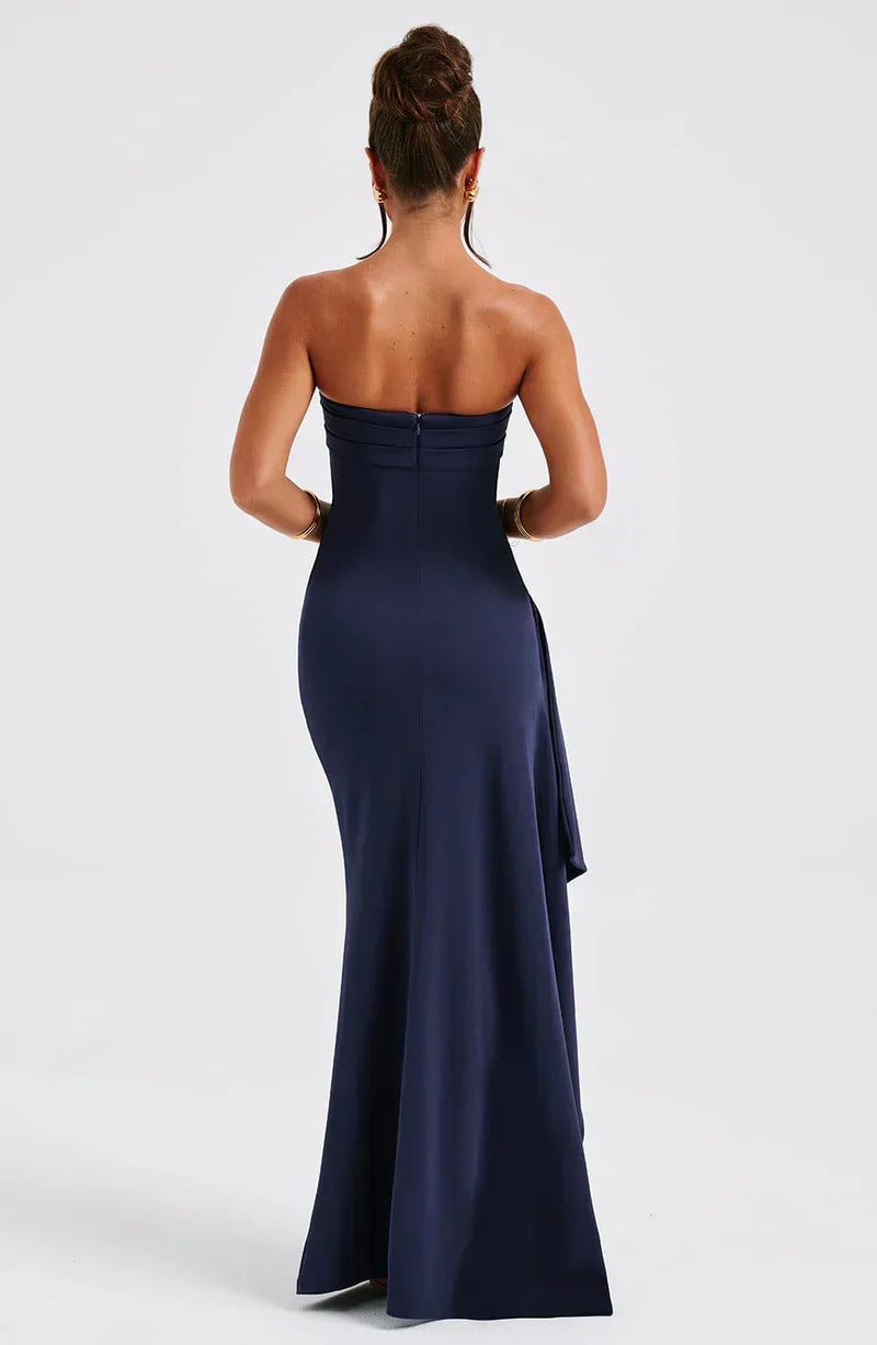 Asymmetrisches, schulterfreies Maxikleid für Damen
